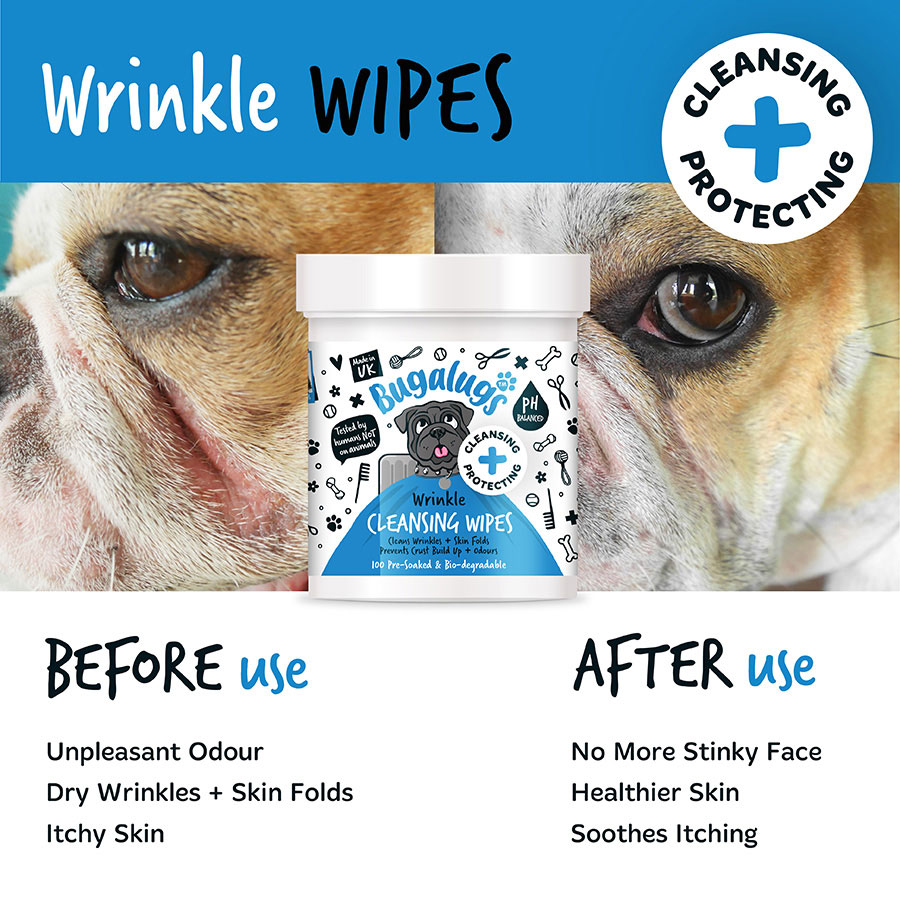 Bugalugs Wrinkle Biodegradable Dog Cat Wipes Pets