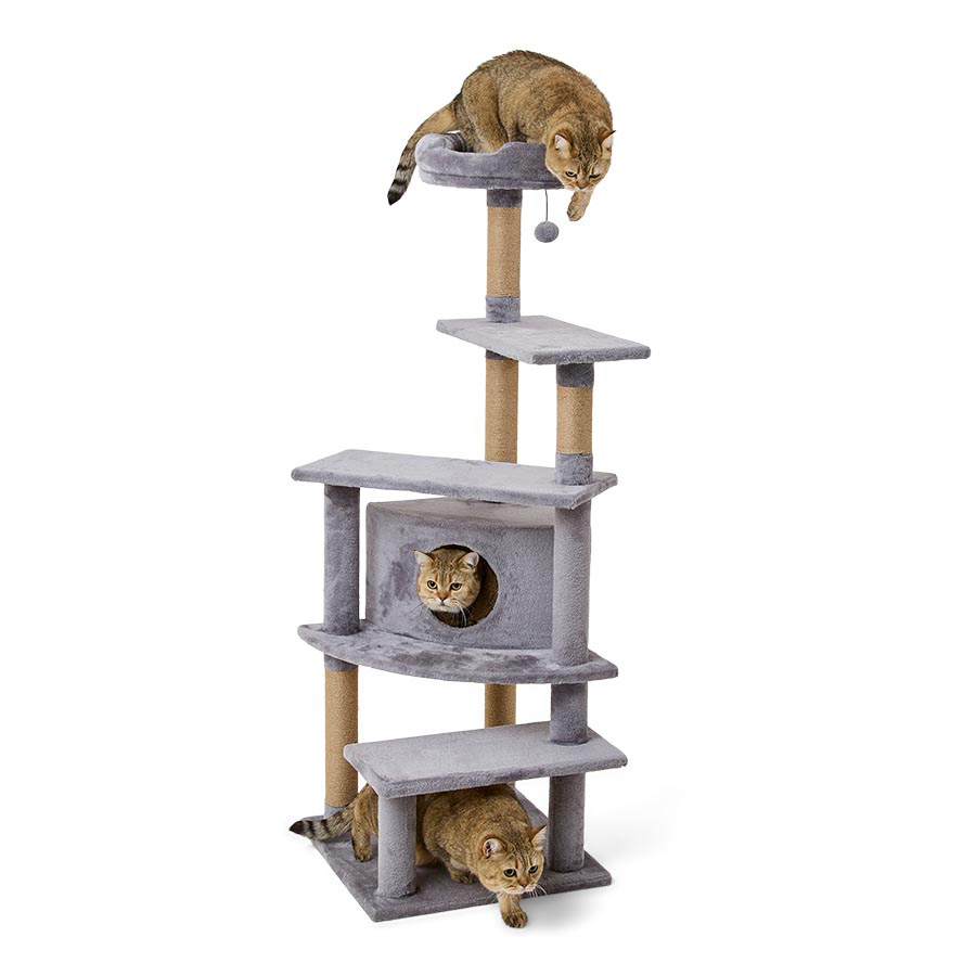 Pets at Home Lily Climb Hide Cat Tower Grey Pets