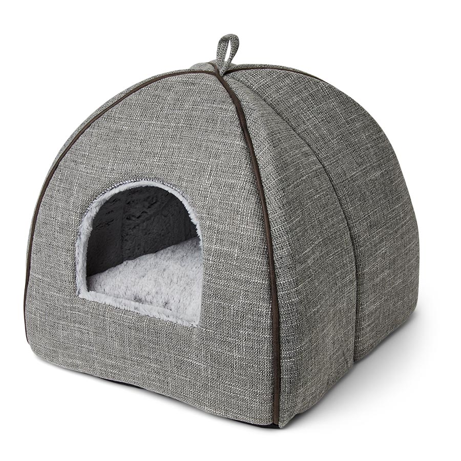 Pets at Home Self Heat Igloo Cat Bed Grey