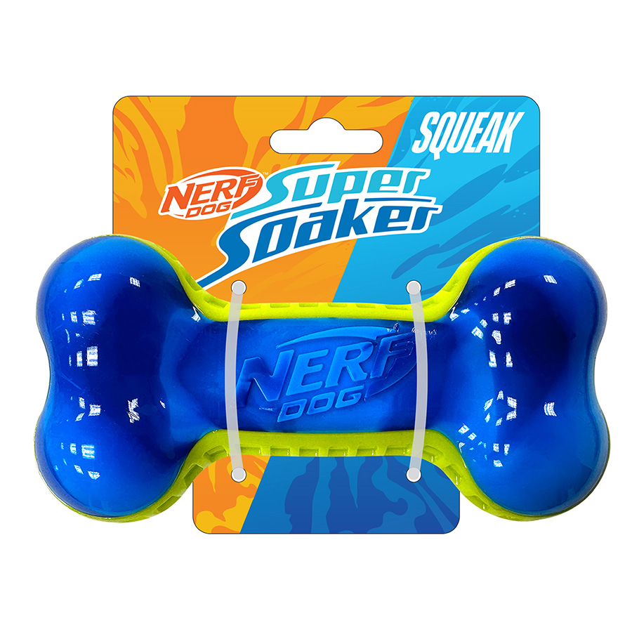 Nerf Super Soaker TPR EXO Squeak Bone Dog Toy | Pets