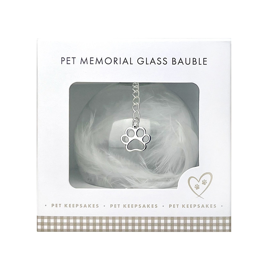 Oh So Precious Paw Charm Memorial Feather Bauble