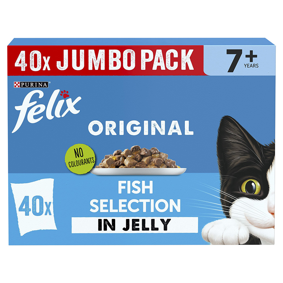 Felix Original Fish Selection In Jelly Wet Senior 7+ Cat Food 40 X 85G
