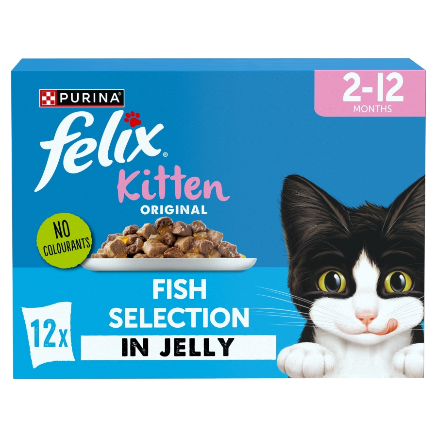 Felix Original Wet Kitten Food Fish Selection in Jelly 12x85g
