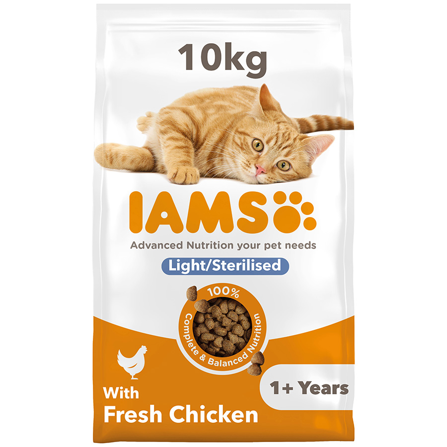 Iams Light in Fat Adult Senior Dry Cat Food Chicken Pets