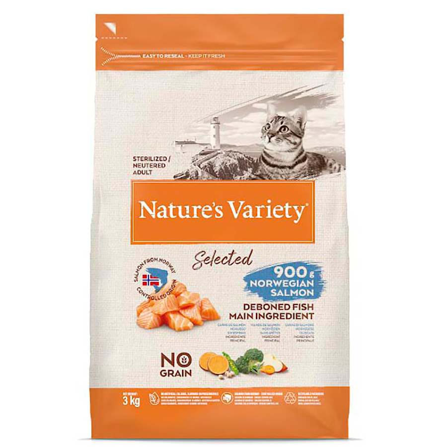 Natures Variety Sterilised Dry Adult Cat Food Norwegian Salmon 3Kg