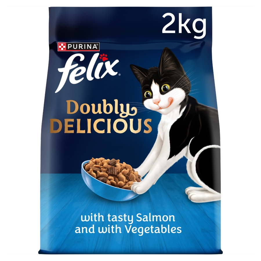 Felix Doubly Delicious Adult Dry Cat Food Salmon & Veg