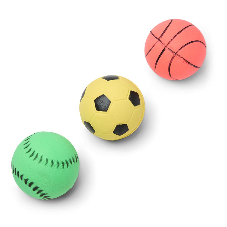 Pets at Home Sponge Ball Dog Toy x3