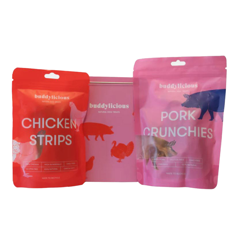 Buddylicious Farmyard Dog Treats Pink Gift Box