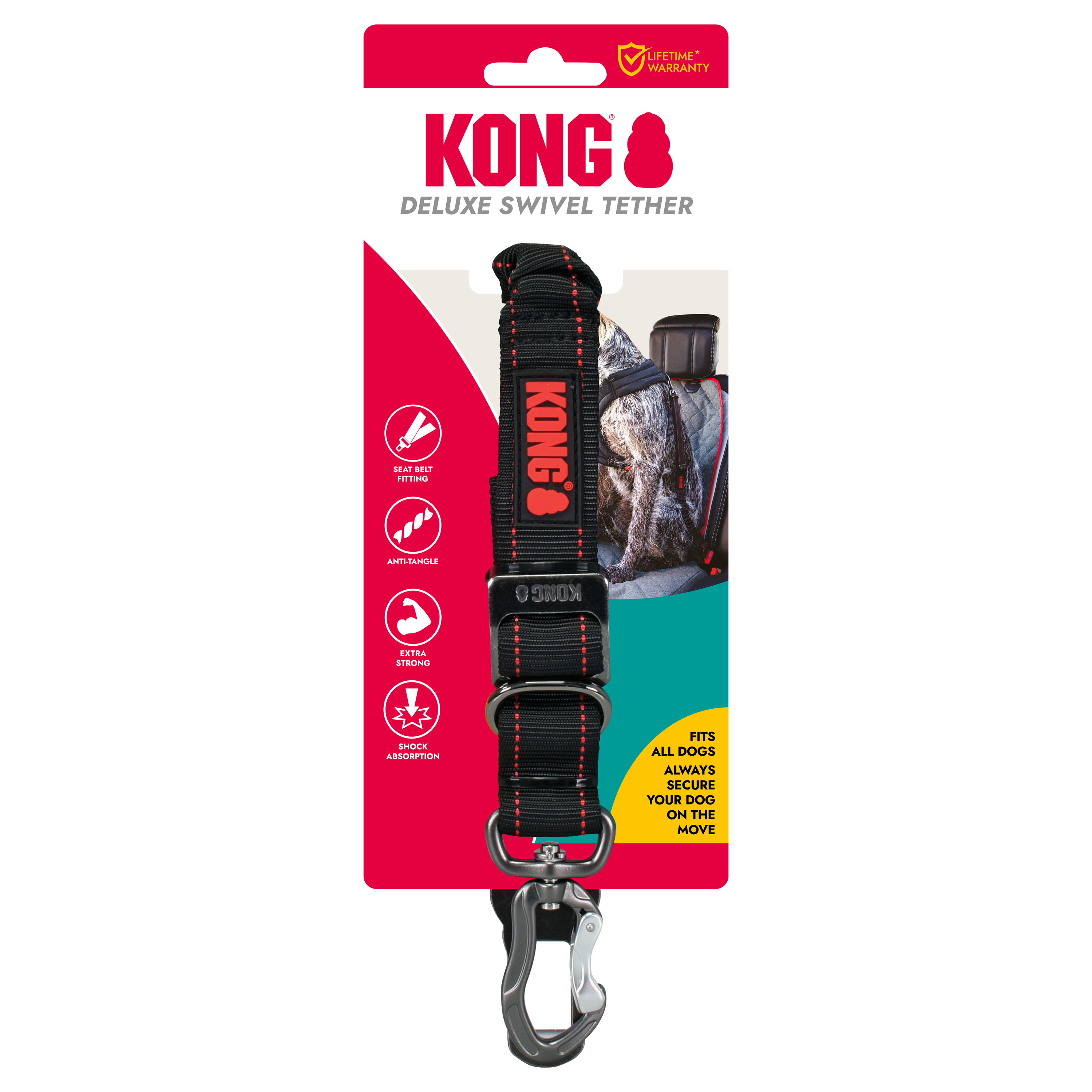 KONG Deluxe Swivel Dog Seat Belt Tether
