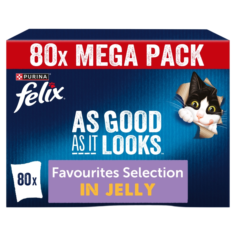 Felix As Good As it Looks Adult Wet Cat Food Favourites Selection In Jelly