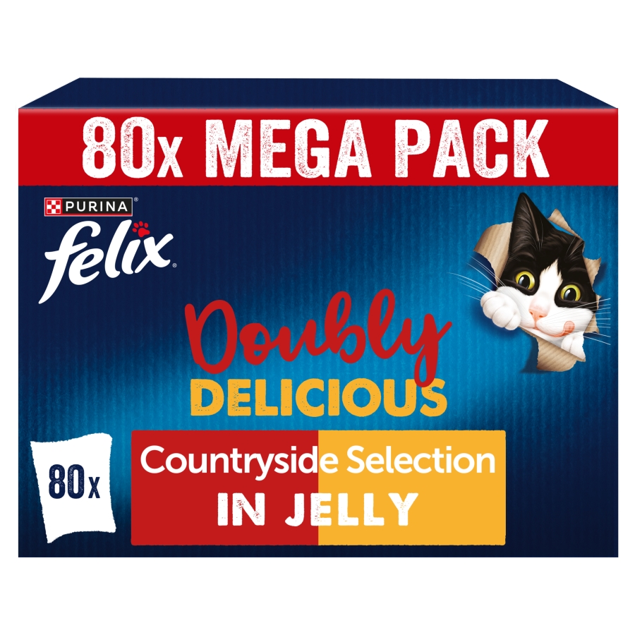 Felix Doubly Delicious Adult Wet Cat Food Countryside Selection In Jelly