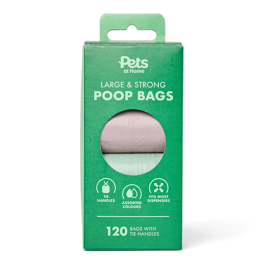 Pets at Home Large & Strong Dog Poop Bags With Tie Handles Multi Coloured