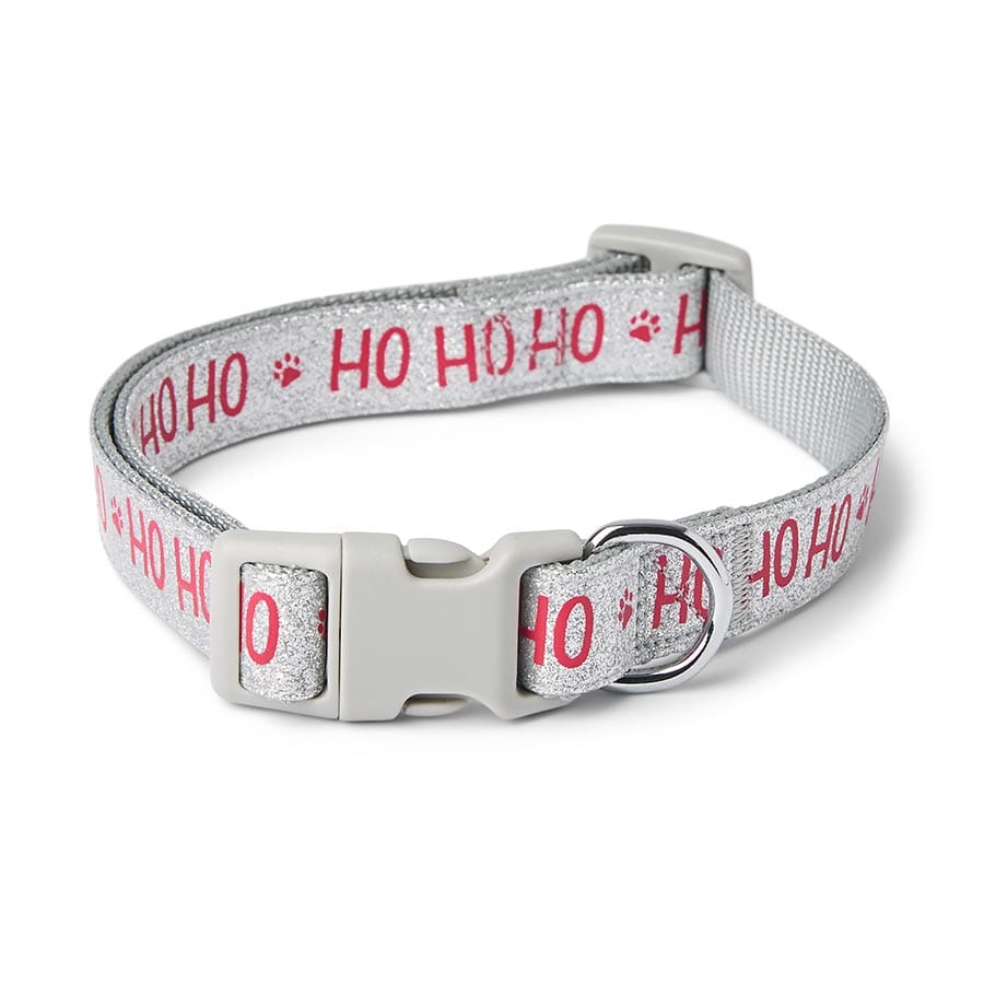 Pets At Home Foundation Christmas Ho Ho Ho Glitter Dog Collar Silver X Small / Small