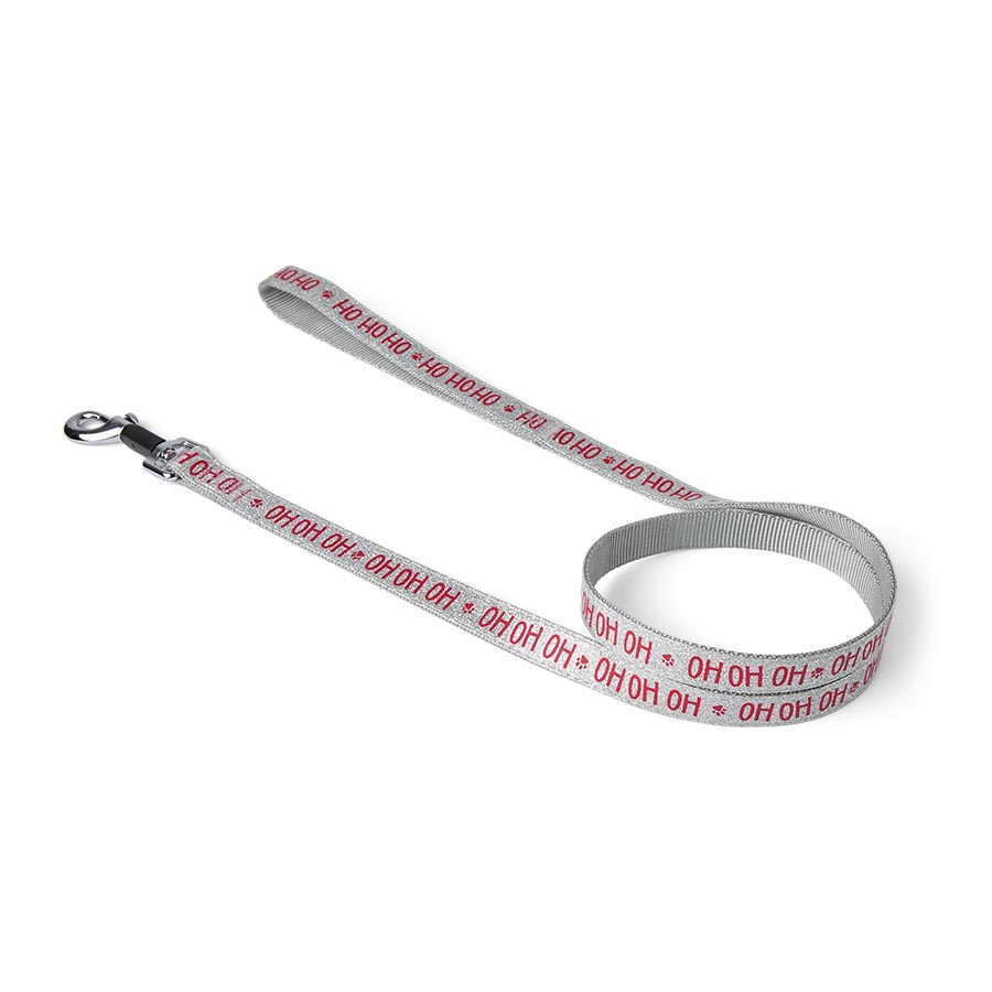 Pets at Home Foundation Christmas Ho Ho Ho Glitter Dog Lead Silver