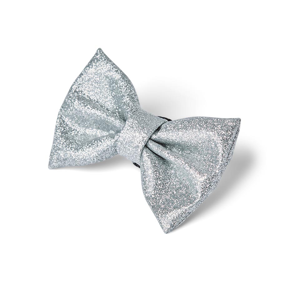 Pets at Home Foundation Christmas Glitter Dog Bowtie Silver