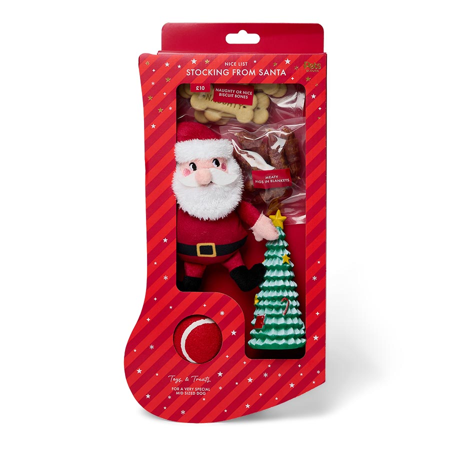 Pets at Home Christmas Nice List Stocking Toys & Treats for Medium Dogs