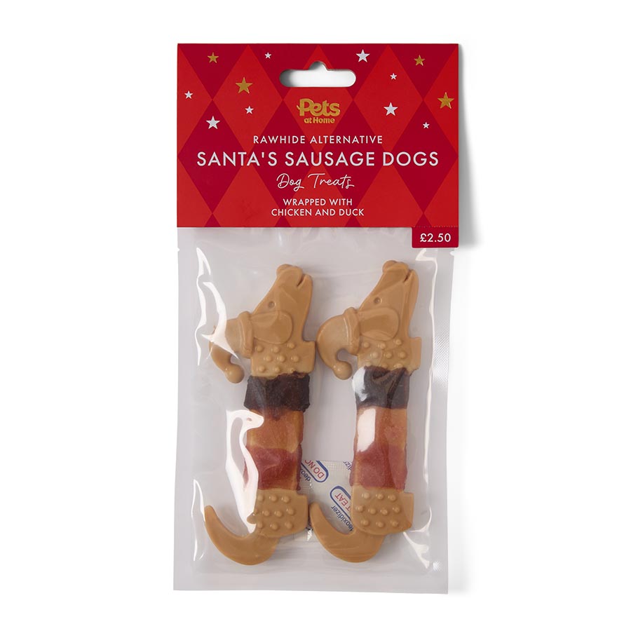 Pets at Home Christmas Rawhide Alternative Sausage Dogs Dog Treats