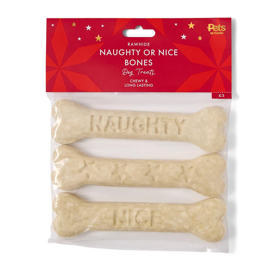Pets at Home Christmas Rawhide Naughty Or Nice Bones Dog Treats