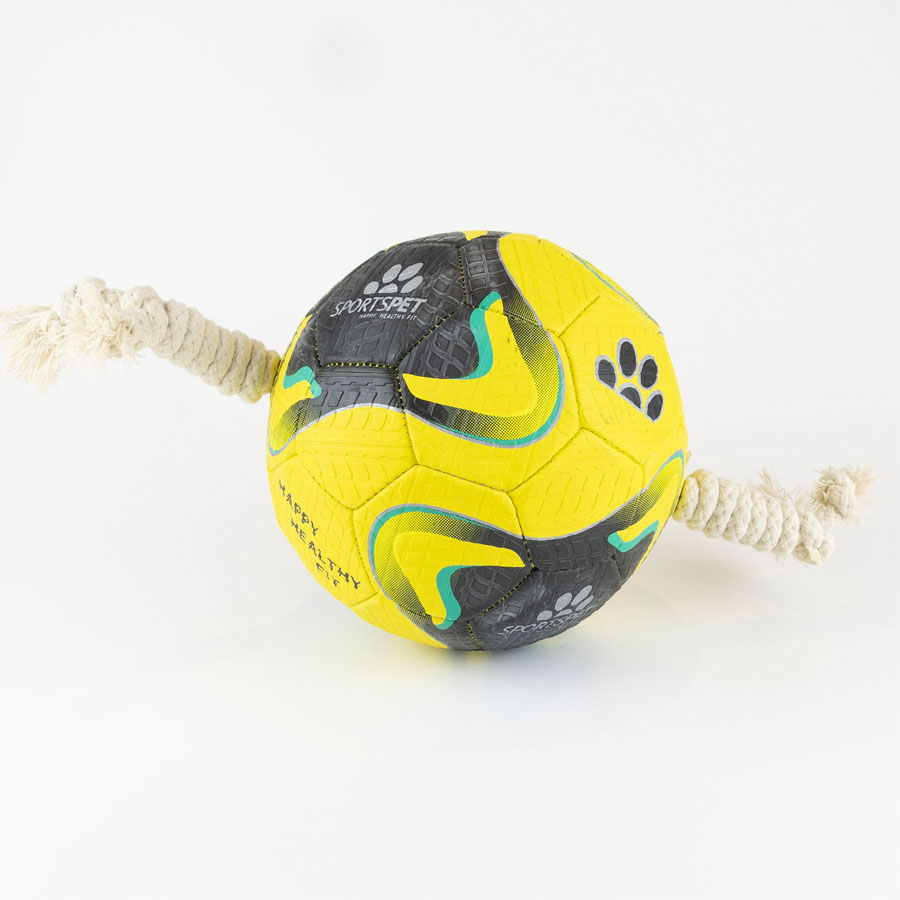 SportsPet Football Rope Ball Interactive Play Dog Toy