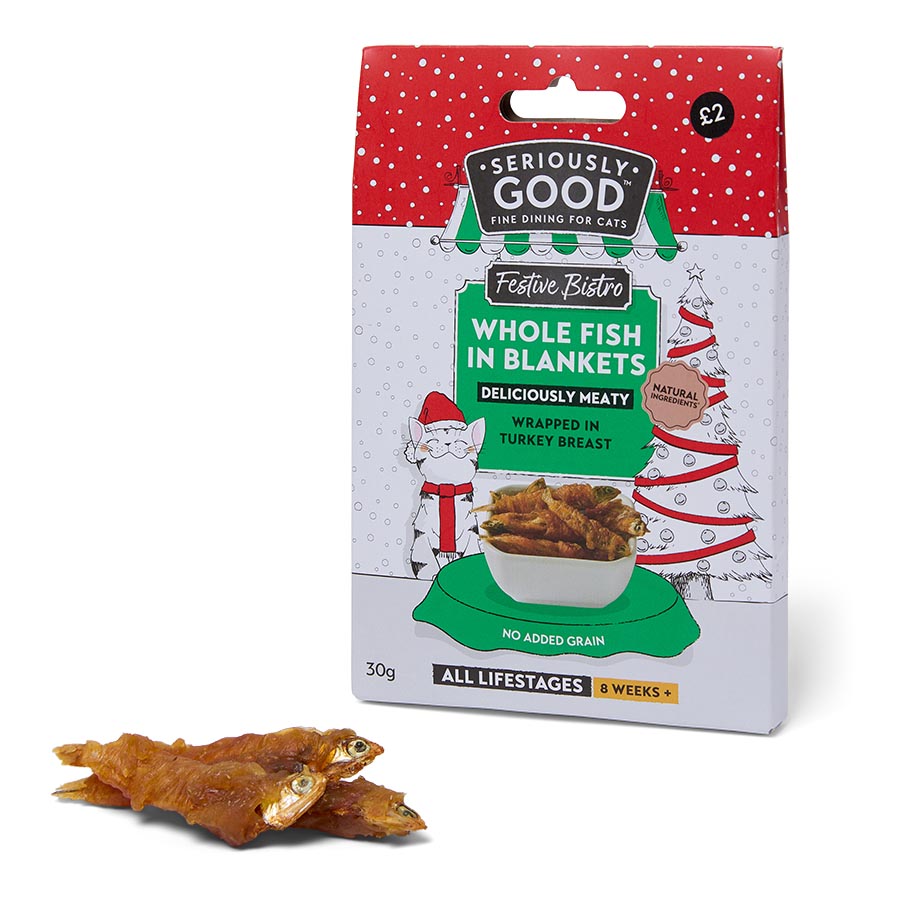 Seriously Good Festive Bistro Whole Fish Wrapped In Turkey Blankets Cat Treat