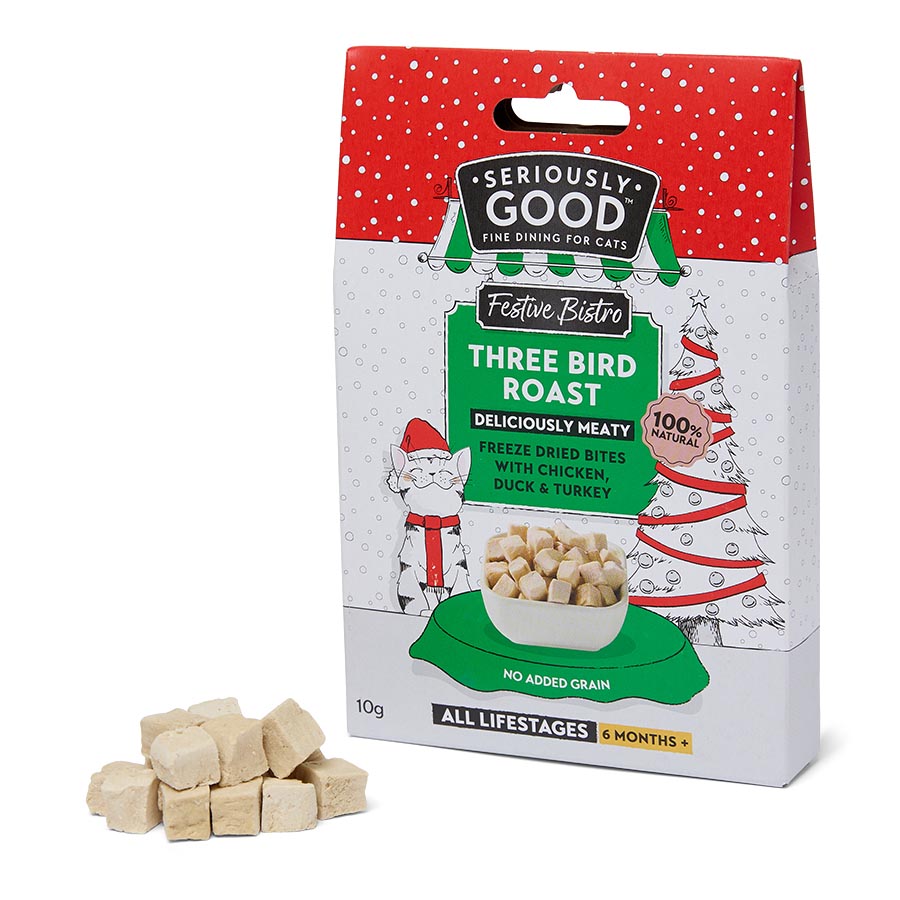 Seriously Good Festive Bistro Three Bird Roast Freeze Dried Bites Cat Treats