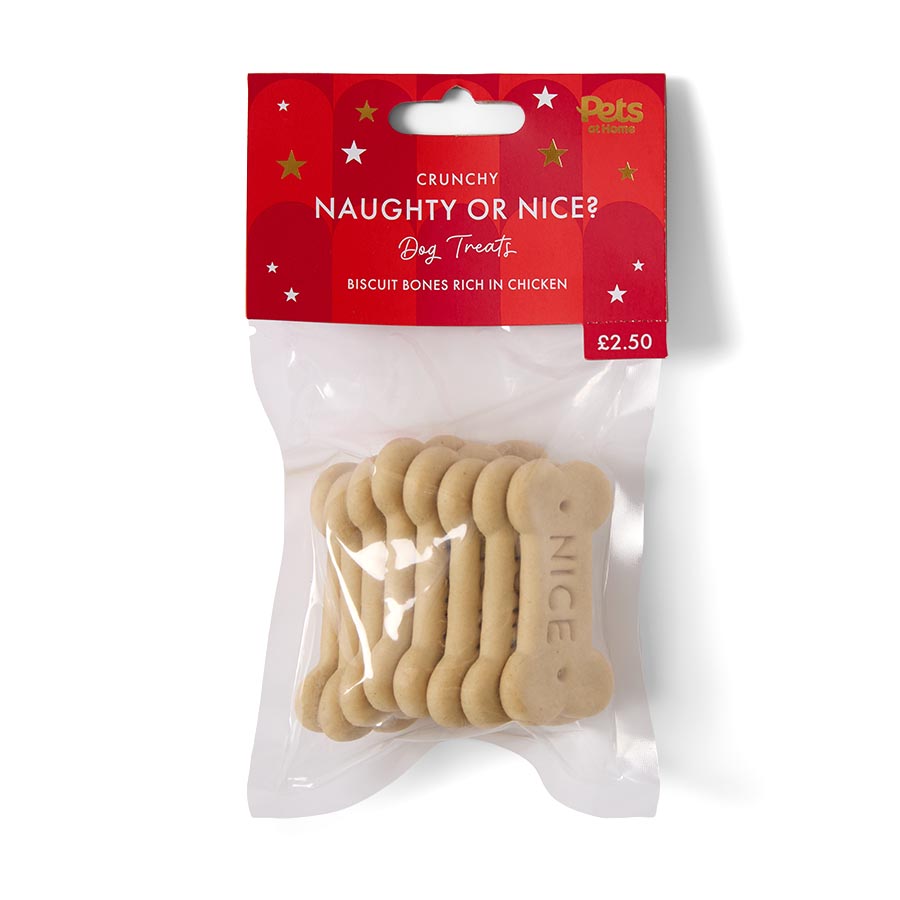 Pets at Home Christmas Crunchy Naughty Or Nice Bones Chicken Dog Treats