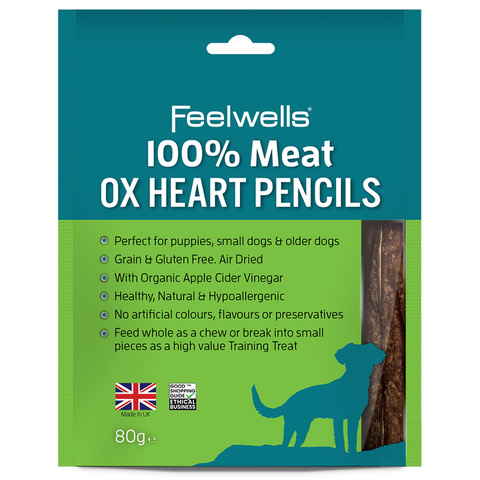 Feelwells 100% Meat Ox Heart Pencils Dog Treats