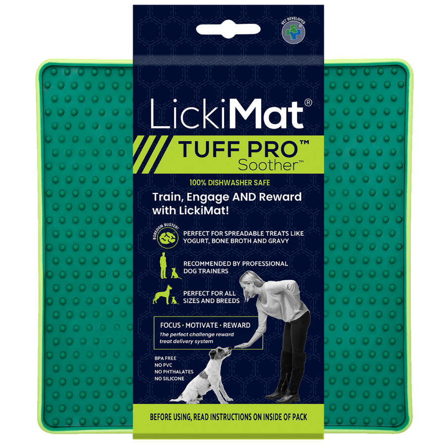 LickiMat Tuff Pro Soother Slow Feeder Lick Mat Green