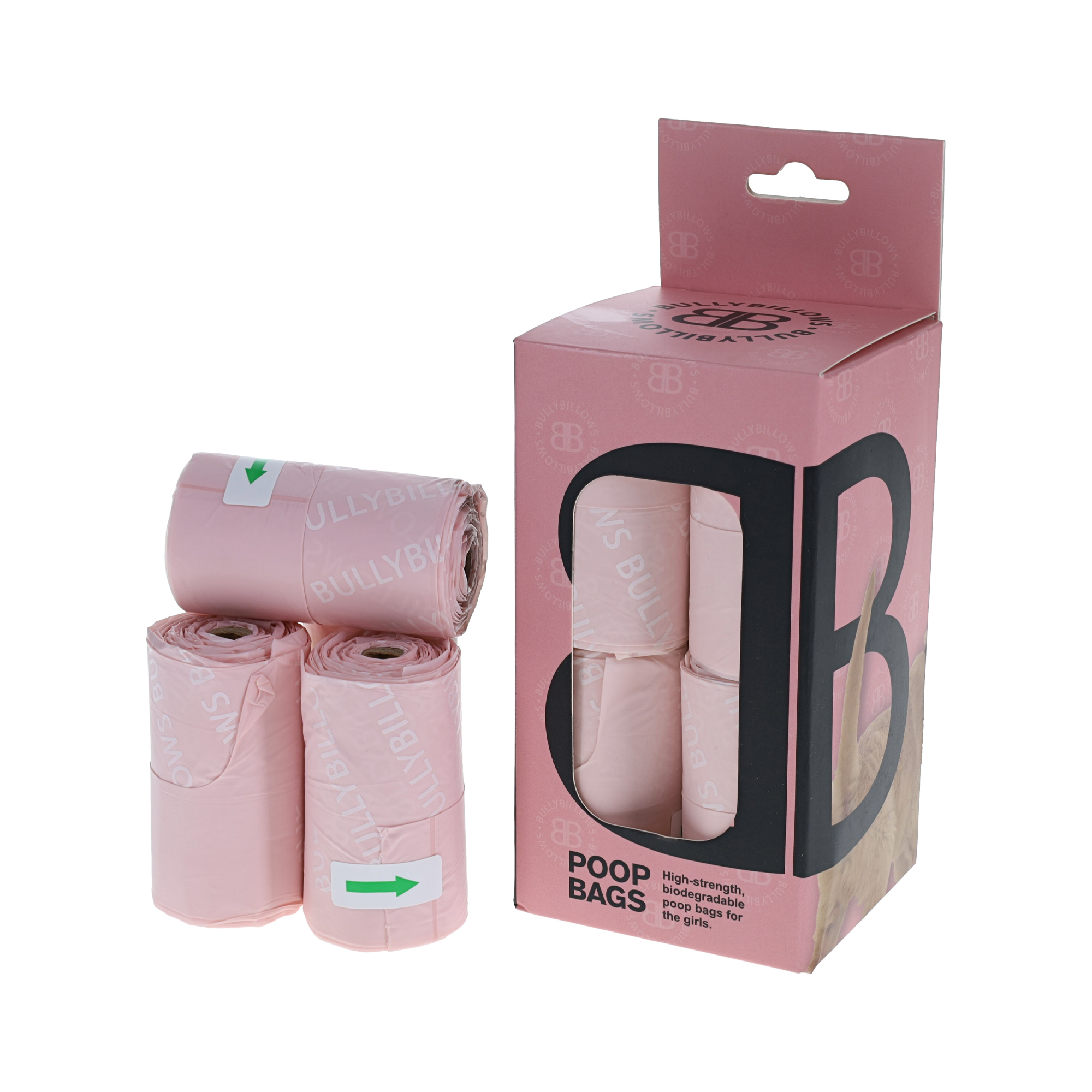 BullyBillows Handle Dog Poop Bags Pink