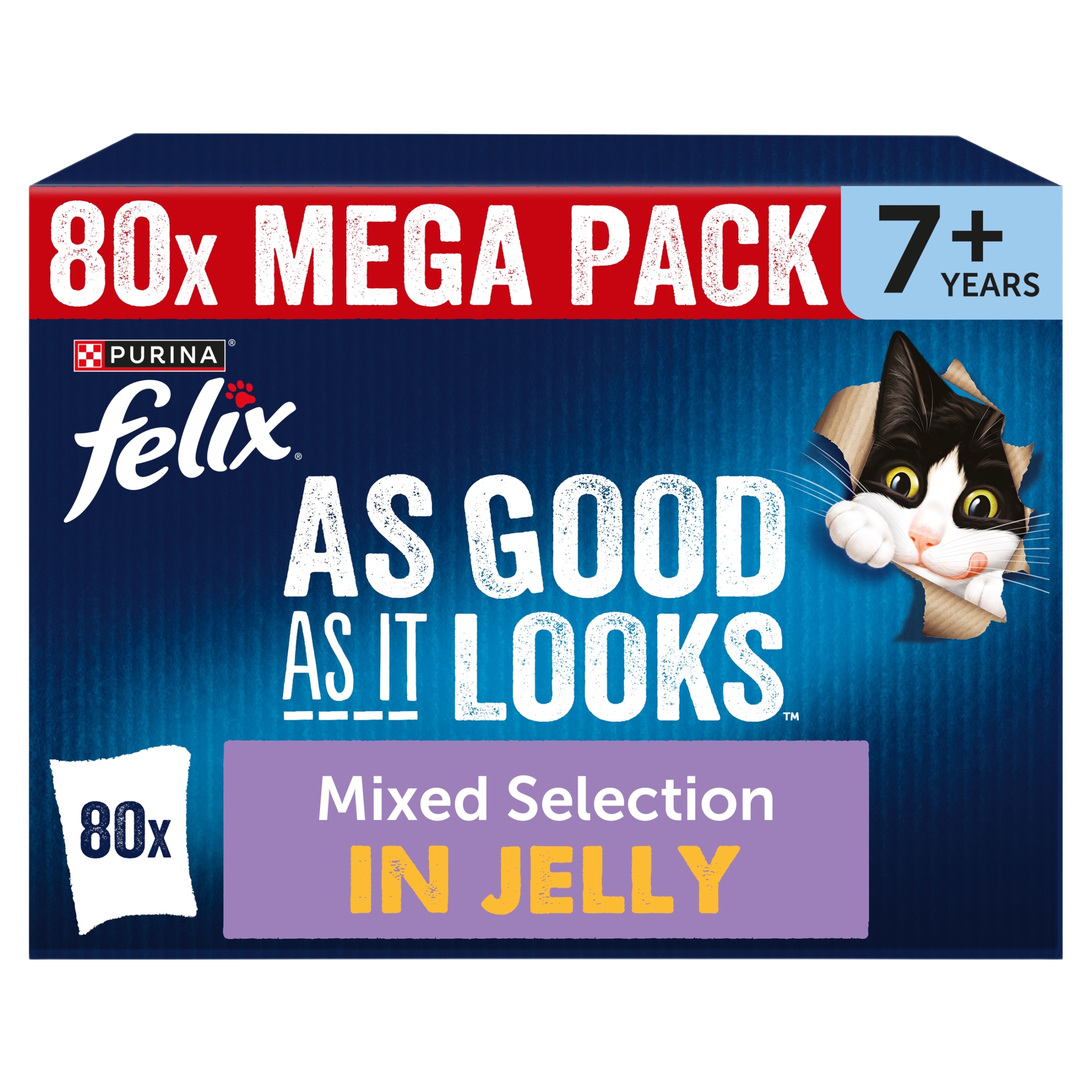 Felix As Good As it Looks Senior 7+ Wet Cat Food Meat in Jelly 80x85g