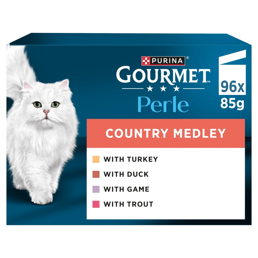 Gourmet Perle Wet Cat Food Country Medley Mini Fillets in Jelly Bulk Pack 96x85g