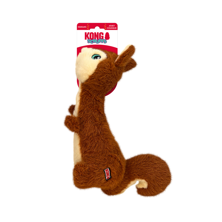 Kong Scruffs Squeaky Squirrel Dog Toy