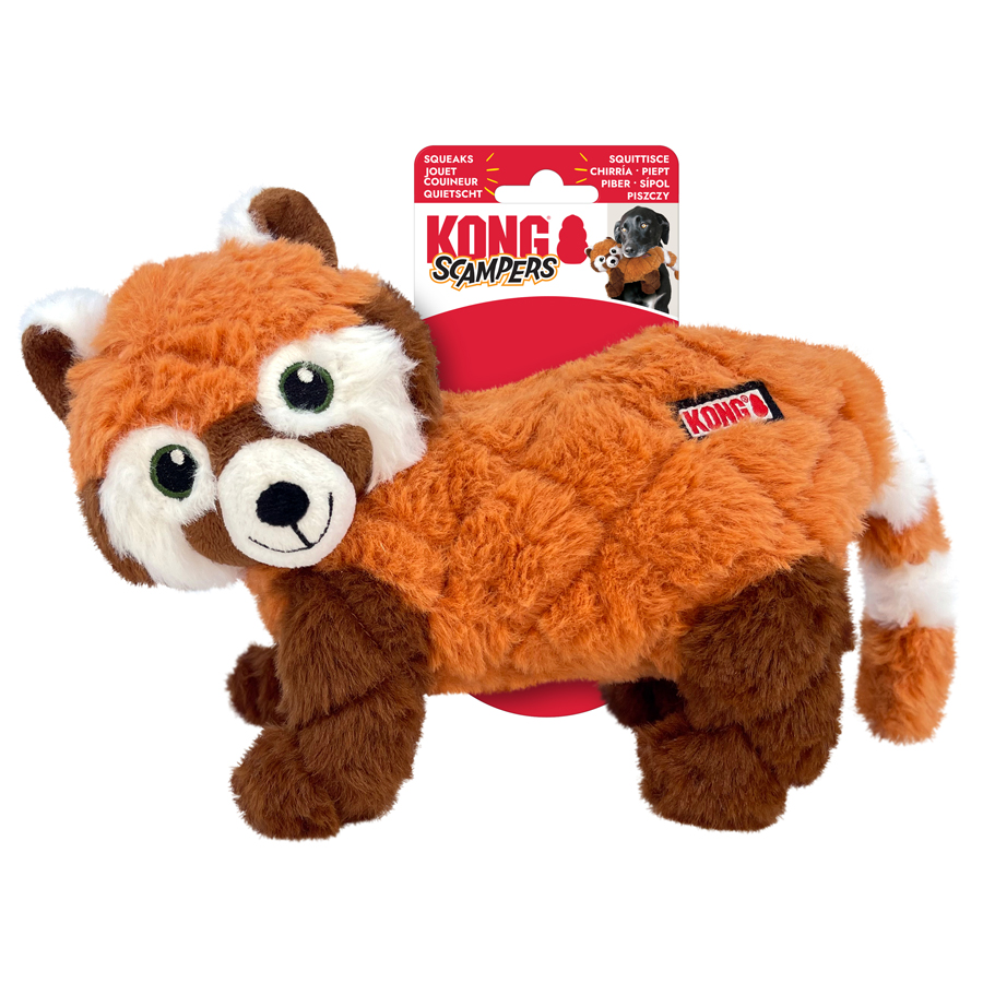 Kong Scampers Squeaky Red Panda Dog Toy
