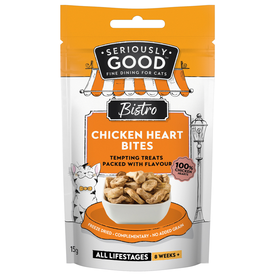 Seriously Good Chicken Heart Bites Cat Treats