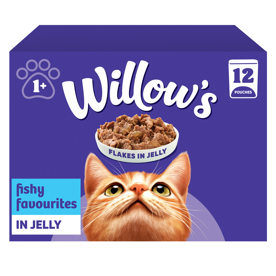 Willow's Adult Wet Cat Food Flakes in Jelly Fishy Favourites 12x85g