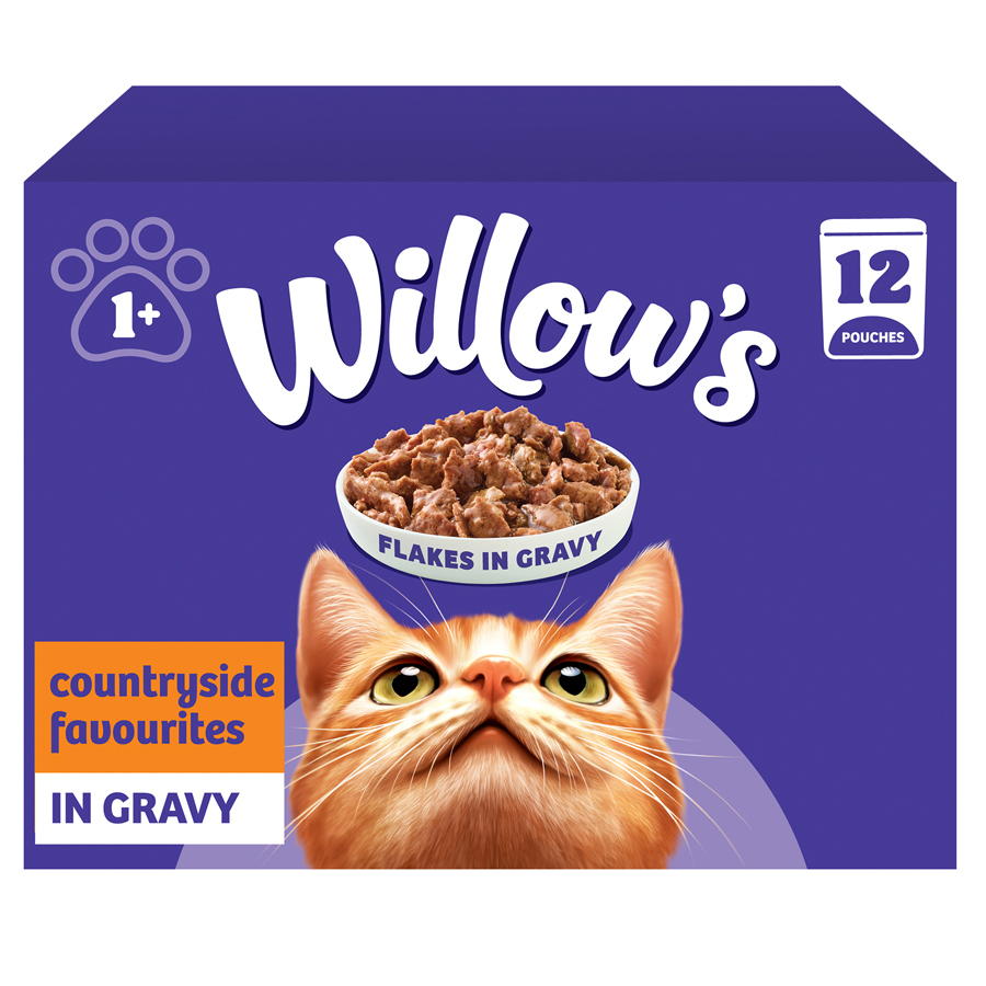 Willow's Adult Wet Cat Food Flakes in Gravy Countryside Favourites 12x85g