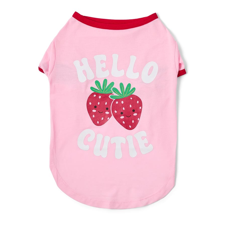 Pets At Home Hello Cutie Strawberry Dog T-Shirt Pink X Large