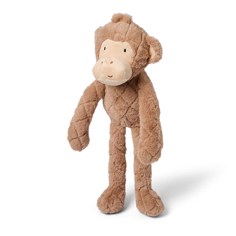Pets at Home Monkey Silent Snuggle Soft Quilted Backed Plush Dog Toy