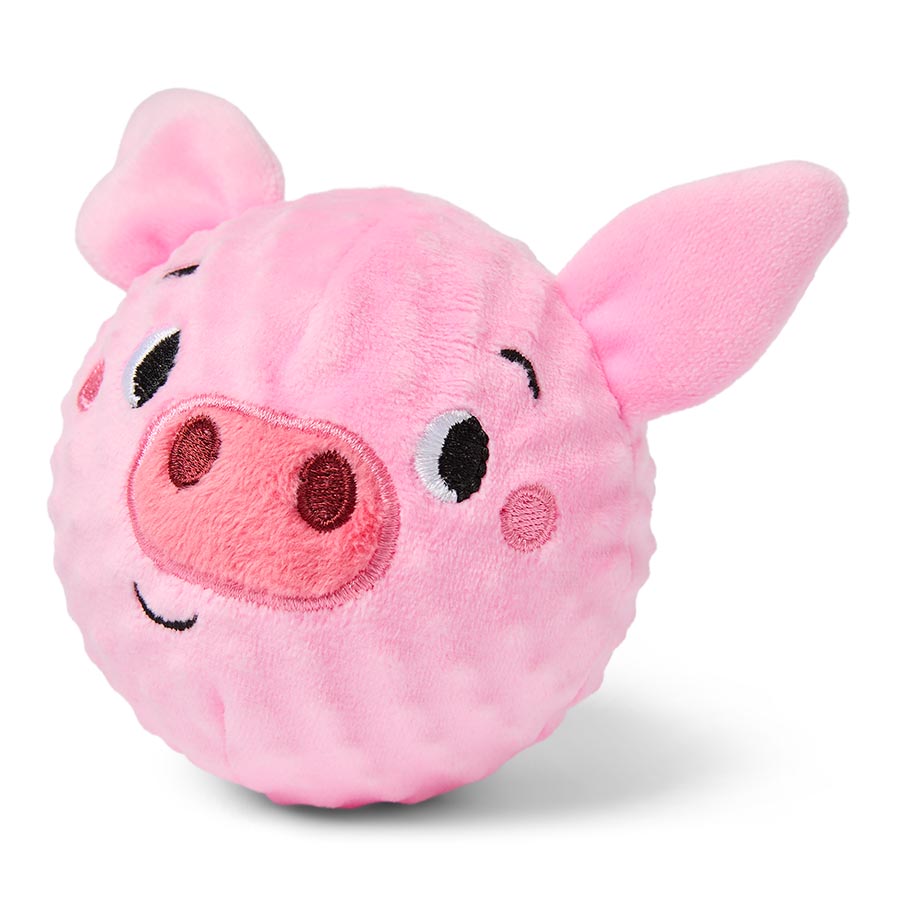 Pets at Home Pig Design Plush Cover Ball Dog Toy