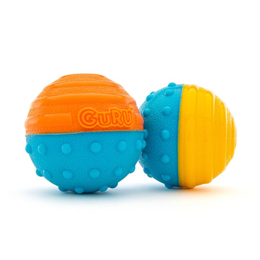 GURU Crunch & Squeak Ball Dog Toy x2