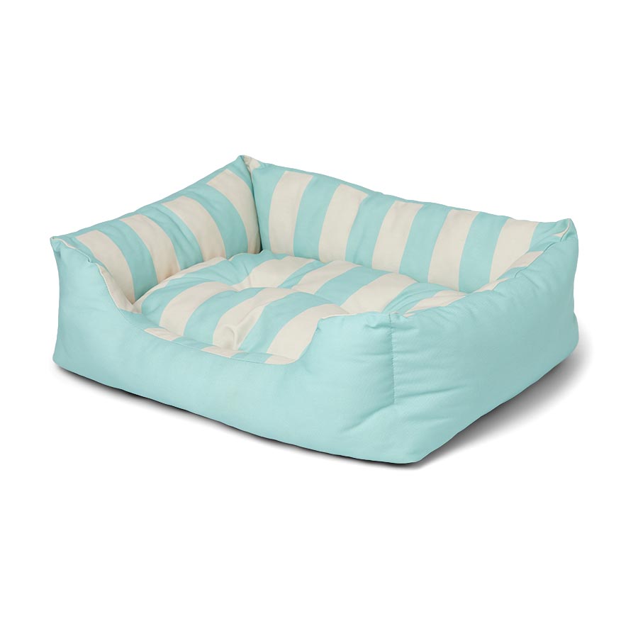 Pets at Home Reversible Stripe Square Bed Blue Small