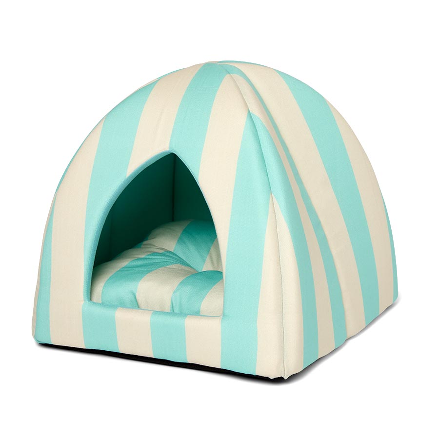 Pets at Home Blue Stripe Snug Igloo Pet Bed