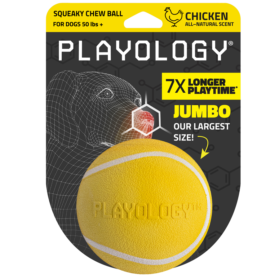 Playology Squeaky Chew Chicken Scent Ball Dog Toy