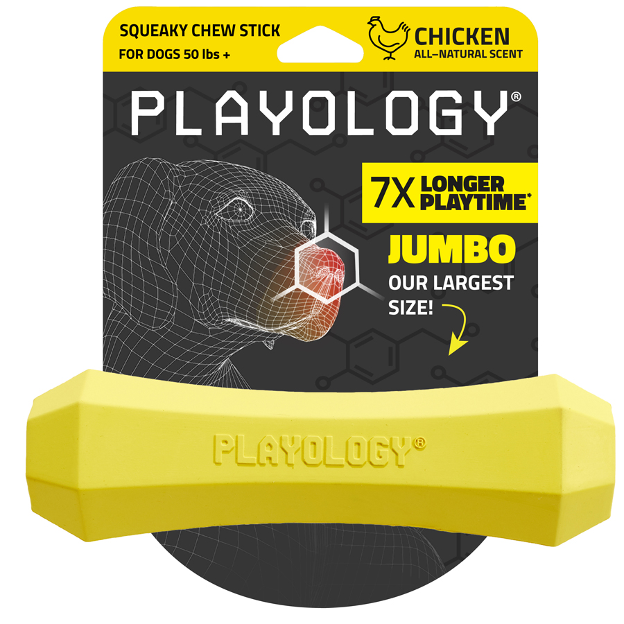Playology Squeaky Chew Stick Chicken Dog Toy