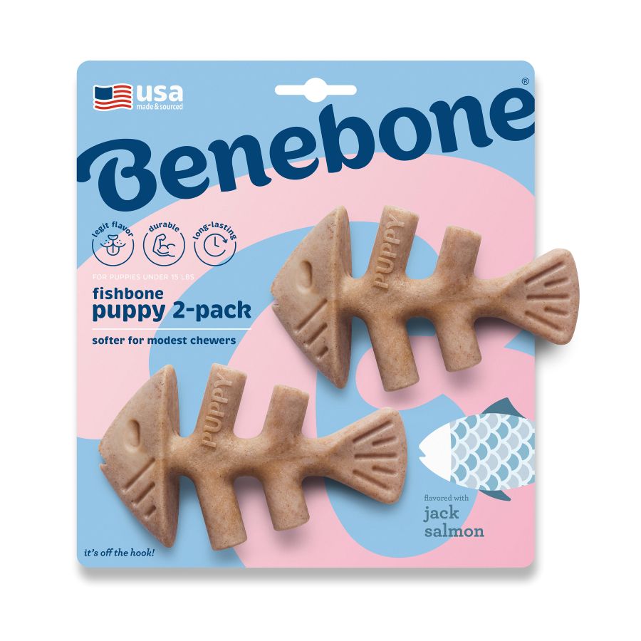 Benebone Puppy Fishbone Dog Chew Toy x2