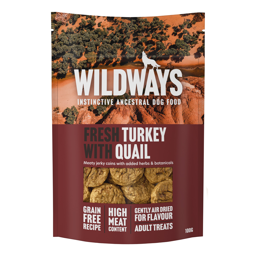 Wildways Fresh Turkey with Quail Jerky Coins Dog