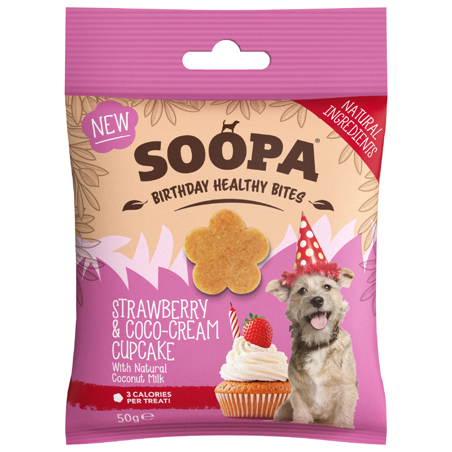 Soopa Strawberry & Coco-Cream Cupcake Healthy Bites Dog Treats