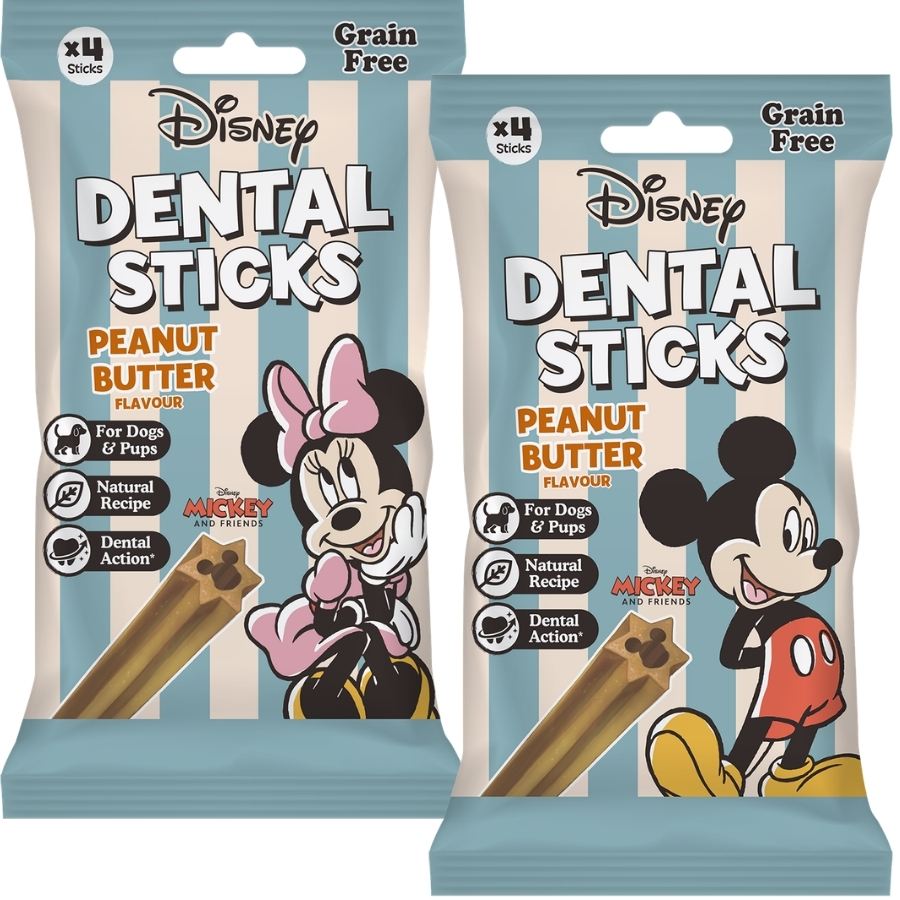 Disney Mickey and Minnie Dental Sticks Dog Treats Peanut Butter