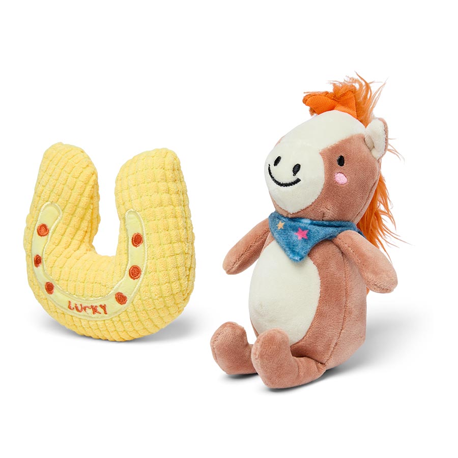 Pets at Home Plush Squeaky Mini Horse & Horseshoe Dog Toy