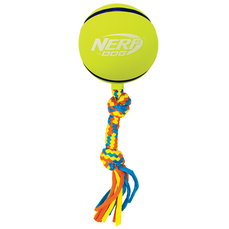 Nerf Bacon Scented Squeaky Dog Ball Rope Toy
